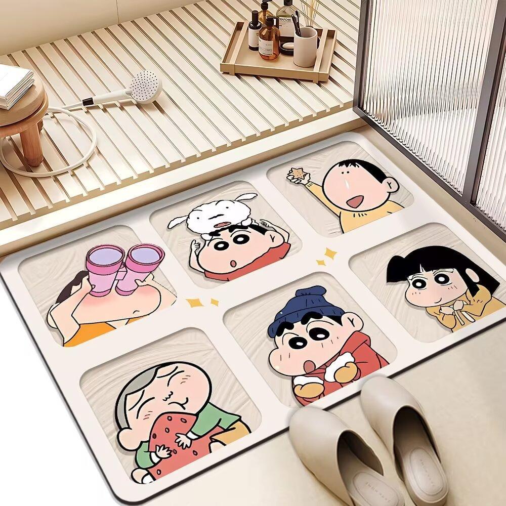 Crayon Small New Liugong Grid Floor Mat, Door Carpet, Diatom Mud Bathroom, Bathroom, Water-Absorbing And Dirt-Resistant Quick-Drying Floor Mat