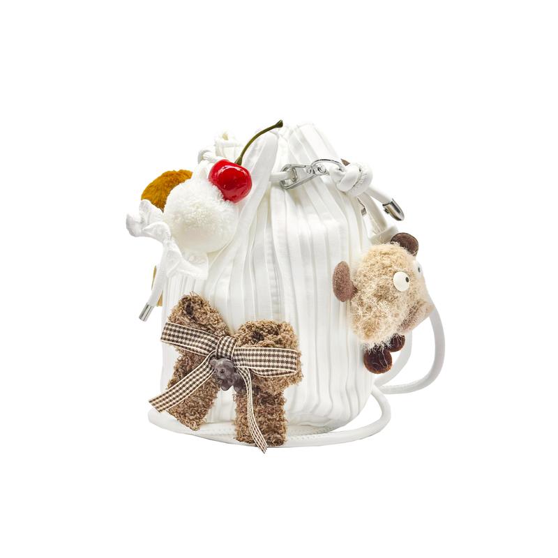 DIOR [Customized Cosmetic Bag] Puppy Diary Cute Doll Commuting Daily Versatility Crossbody Mini Polyester Couture Bucket Bag Portable 11.5*17cm