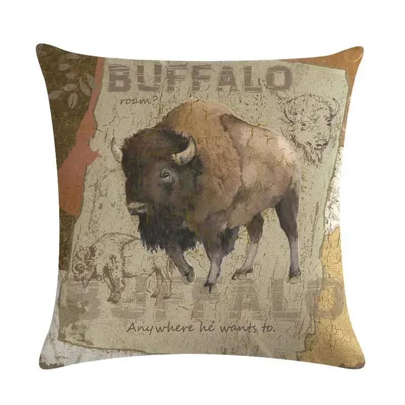 45x45cm Animal Polyester Cushion Cover Bear Pillowcase Wolf Owl Fox Moose Deer Elk Vintage Throw Pillow Cover