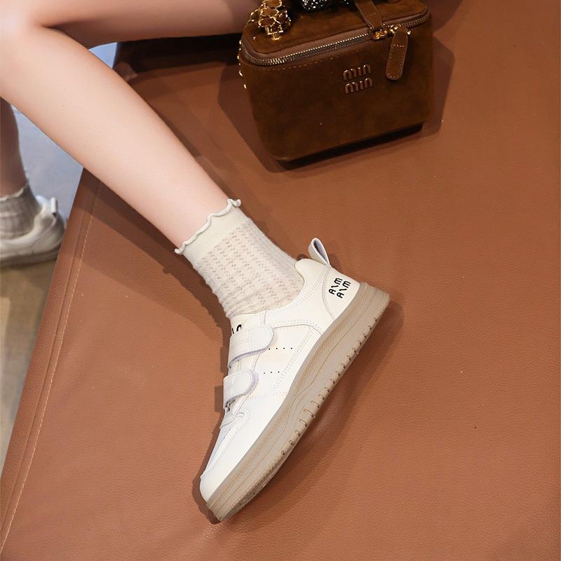 Platform White Shoes Women's Shoes New Spring Height Increase Versatile Velcro Board Shoes Sports and Leisure Shoes