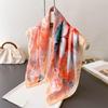 Luxury Floral Printed Square Scarf For Women Imitation Silk Scarves Bandanas Hijab Neckerchief Elegant Shawl Wraps