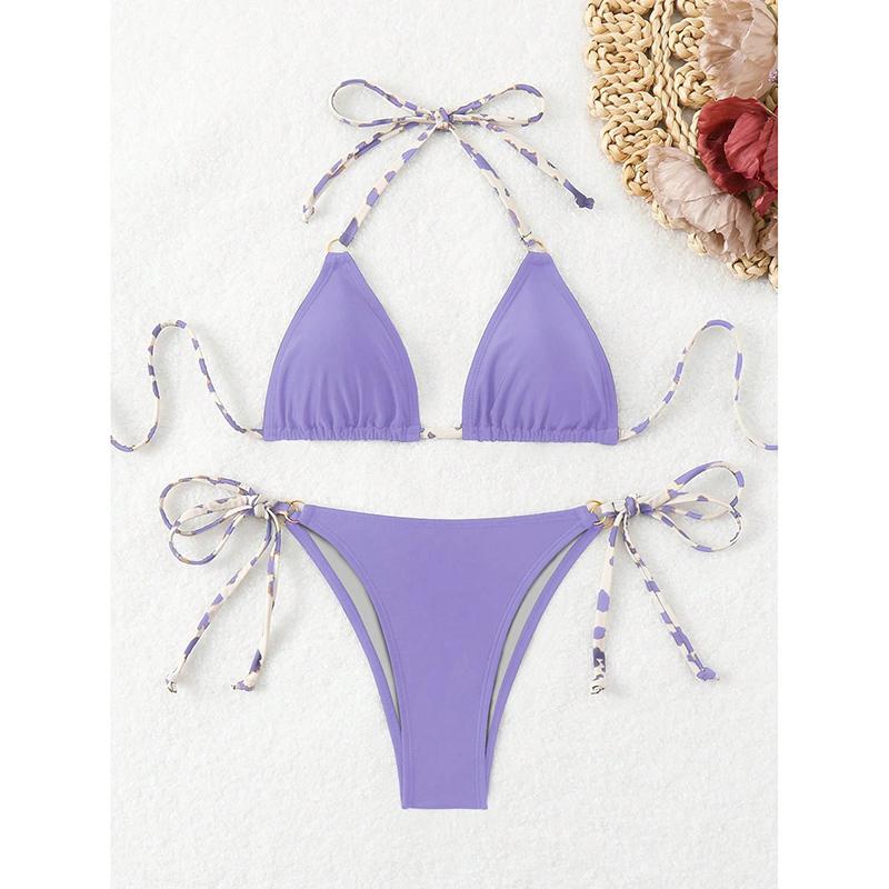 Sexy Bikini 2026 Women Swimsuit Halter Tie Back Micro Thong Bikini Set Lace Up Female Swimwear for Woman Beach Wear Bathing Suit