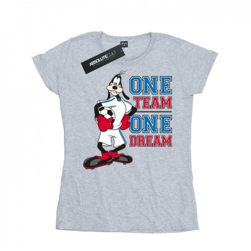 

Disney Womens/Ladies Goofy One Team One Dream Cotton T-Shirt XXL білий