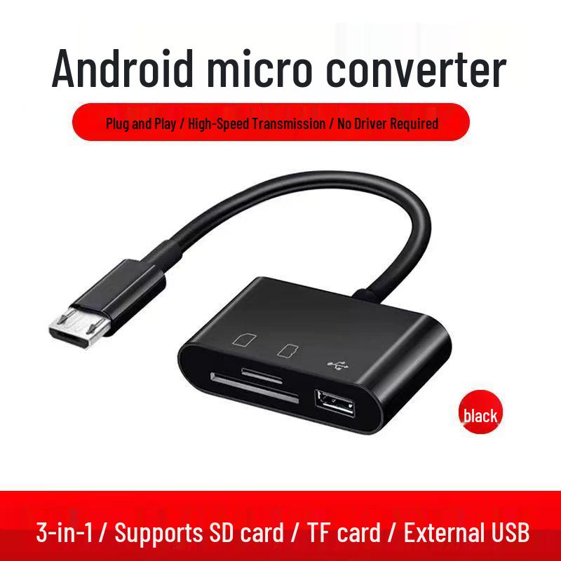 

3-in-1 Multifunctional OTG Card Reader - Type-C, TF & SD Card Compatible with Mobile Phones & Computers