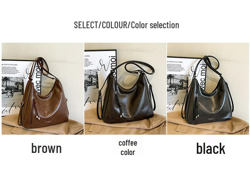 Women's 2025 Spring Retro Tote: Large-Capacity Simple Korean Fashion Shoulder Bag