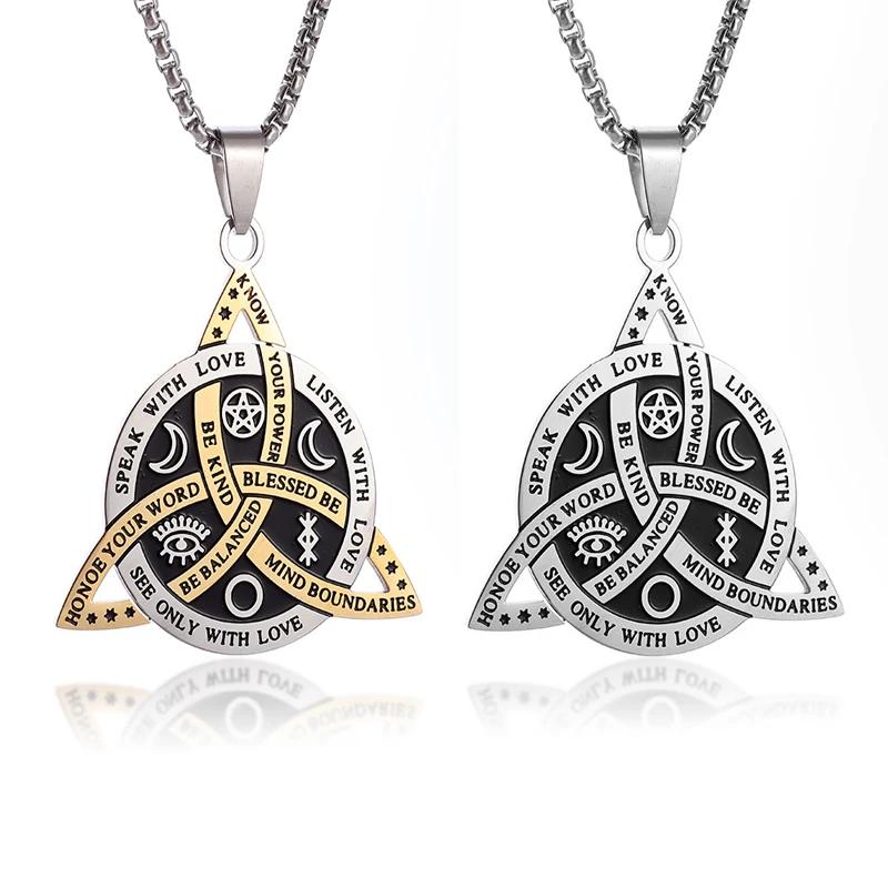 Nordische Rune Keltische Knoten Halskette Herren Edelstahl Anhänger Valknut Heidnische Männer Skandinavischer Schmuck Punk Geschenk