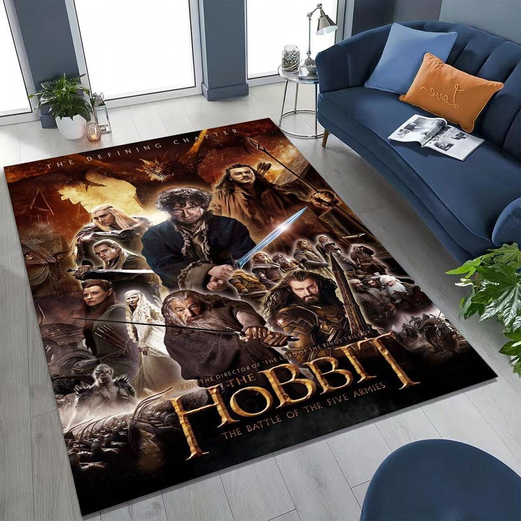 3D L-Lord of The Rings H-Hobbit Movie Board Rug for Bedroom Living Room Sofa Home Doormat Decor, Large Kids Non-slip Floor Mat