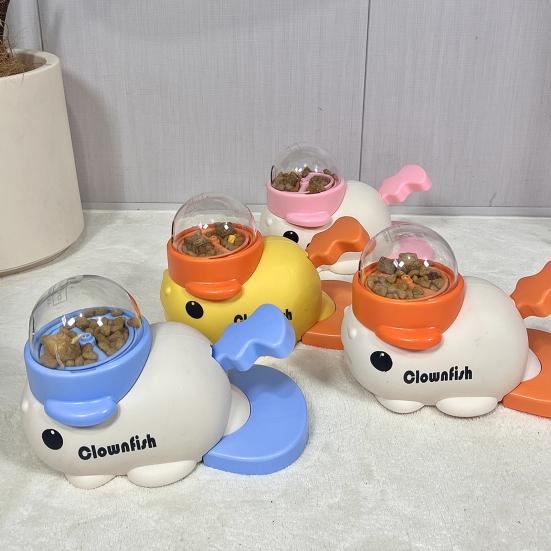 Interactive Dog Treat Dispenser Toy Adjustable Food Dispensing Puzzle Toy Clownfish Design Slow Feeder for IQ Training Mental Stimulation