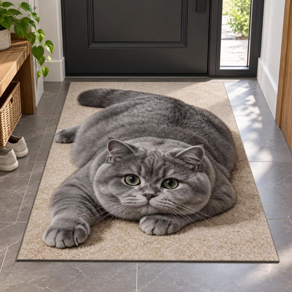 Realistic 3D Cat Floor Mat Diatomaceous Earth Bedroom Door Rug Cute Bathroom Carpet Home Decor