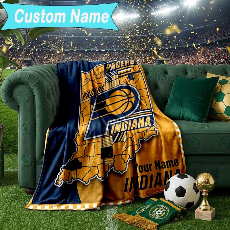 Custom Name Blanket Pacers Basketball Team Blanket Bedding Blanket for Travel, Camping, Living Rooms, Offices, Sofas, Fan Christmas gift