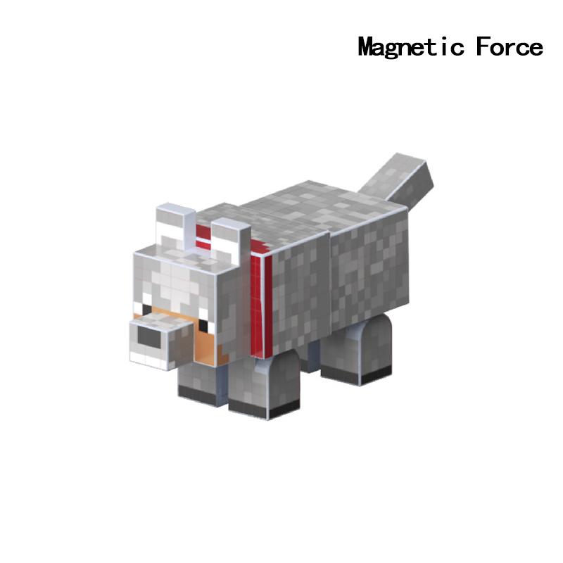 Pixel-Stil Mineral Magnet Welt Magnetische Bausteine Montage Ersatzteile Sensorisches Spielzeug für Kinder DIY Tierwürfel Grundplatte