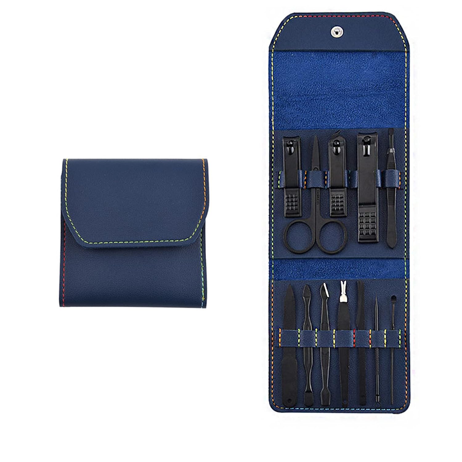 12Pacs Manicure Set Manicure Pedicure Set Professional Nail Clipper Kit Stainless Steel Nail Care Tools with Leather case Luxurious Travel Case
