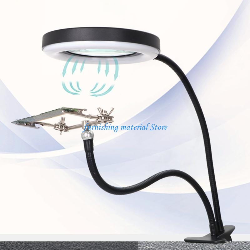 Y5GD 10X Desk Lamp with Light LED Magnifier Desk Lamp with Clamp Close