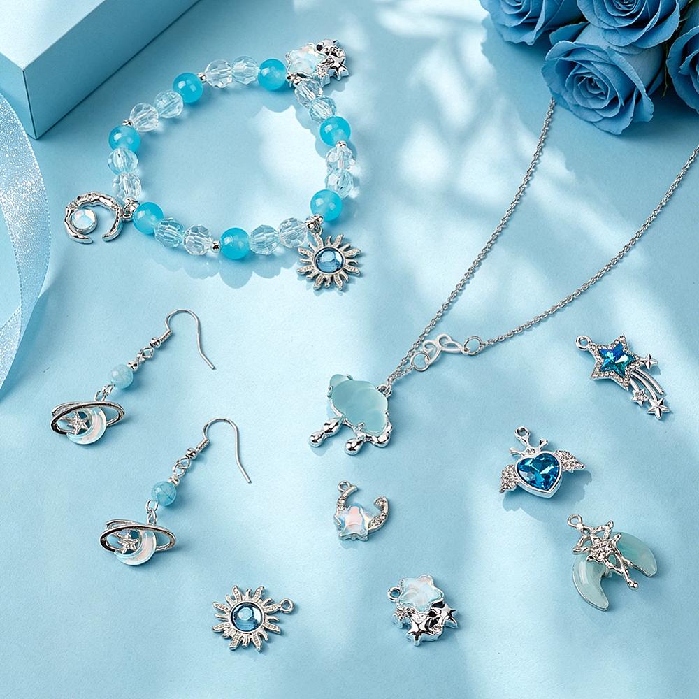 39Pcs 13 Styles Alloy Resin Pendants Mixed Shapes Charm Platinum Mixed Color 15~31x15~23.5x4~10mm Hole: 1.2~5mm 3pcs/style