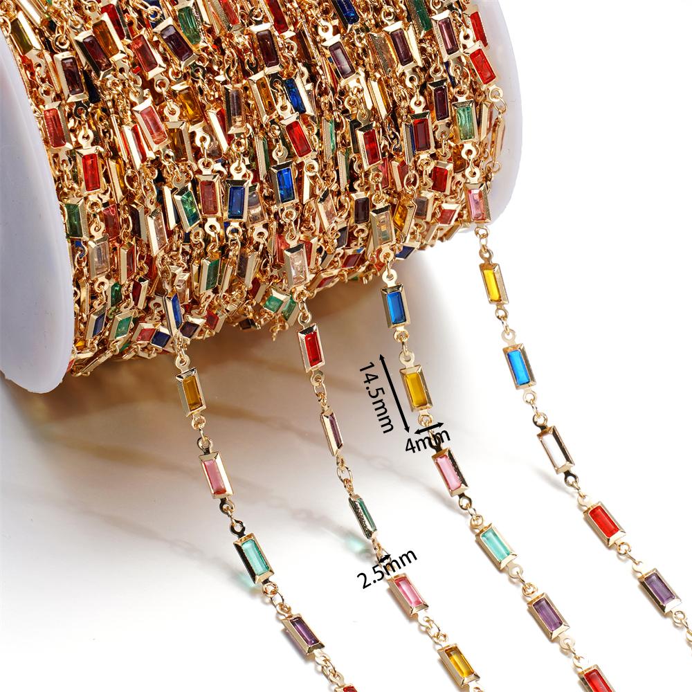 1Meter Copper Chain With Crystal Beads Chain DIY Necklace Bracelet For Jewelry Making Supplies