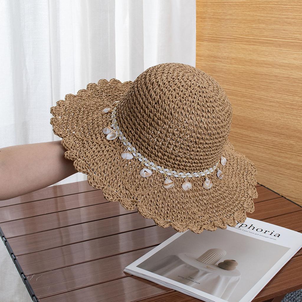 Girl New Fashion Style Bucket Hat MultiColor Foldable Sun Crochet Hat For Beach Travel And Vacation Handmade Straw Hat CJCYMZ057