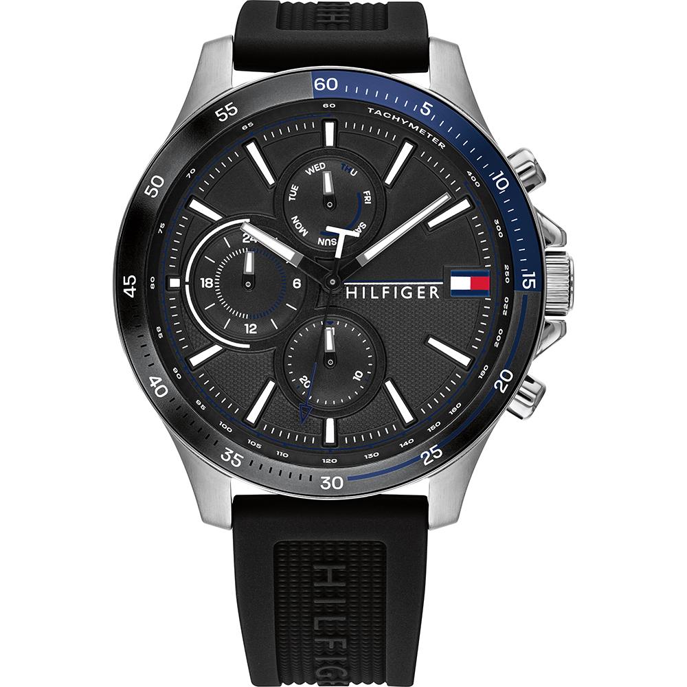 Tommy Hilfiger Bank Black Silicone/Rubber Strap Men s Quartz Watch 1791724 чёрный