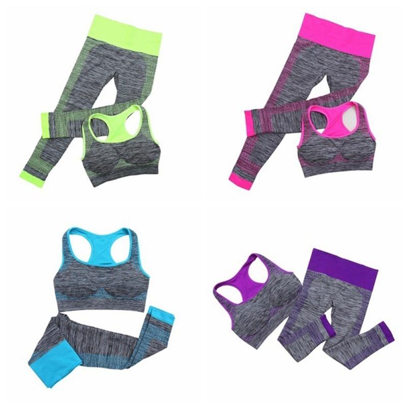 Premium Quality Fitness Workout Clothing Women's Gym Sports Running Girls Slim Leggings And Tops
