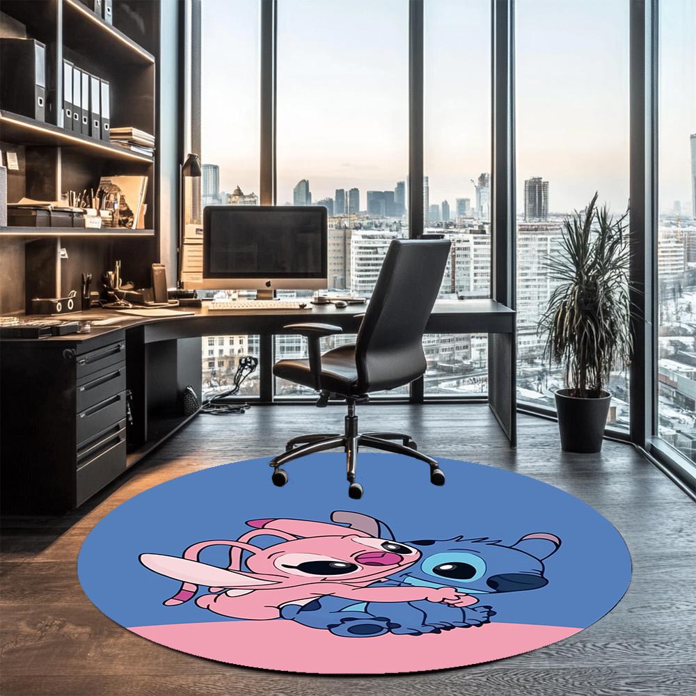 Stitch Printed Round Rug Carpet Chair Rug Area Rug Entryway Doormats,for Office Chair Living Room Bedroom Kitchen Room.