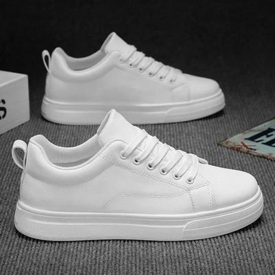 High Quality Men's Sneakers Light PU Leather Casual Shoes for Men Lace Up Flats Luxury White Black Tenis Shoes