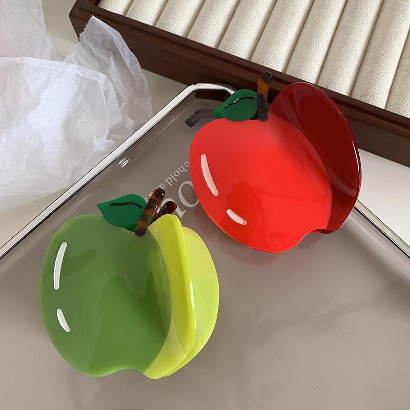 Summer New Fashion Fruit Hair Accessories Sweet Cute Colorful Apple Peach Acetic Acid Shark Clip For Woman Girls