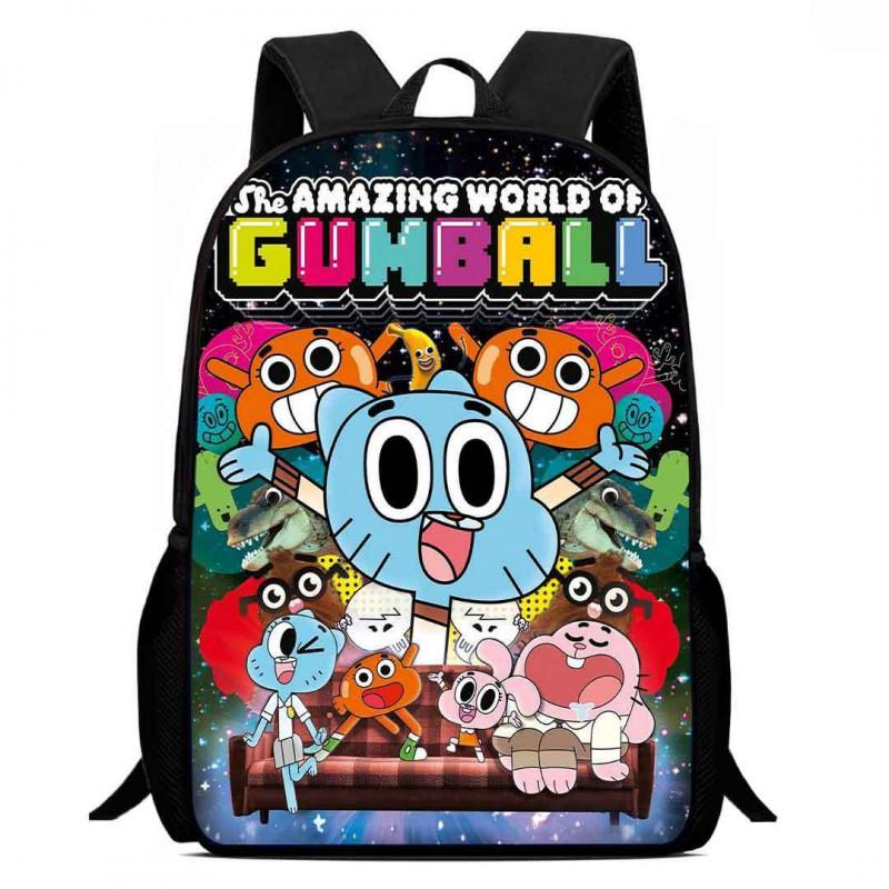 Gumball Cartoon Kids School Backpack Elementary Students Lightweight Spine-Protective Breathable Oxford Fabric Bag With Fun