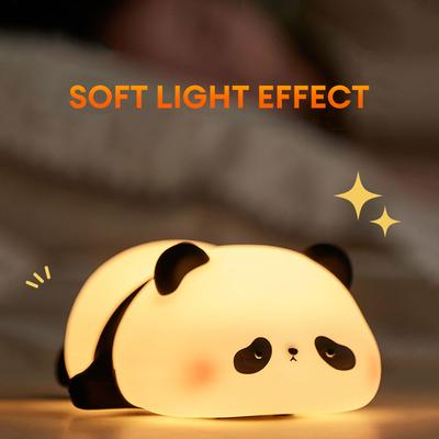 Panda Night Lights For Kids Cute Animal Silicone Timing Rechargeable Lamp Cartoon Panda Bedroom Decoration Kids Boys Girls Gift