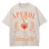 Cotton Vintage Washed Aperol Spritz Club Tshirt New Fashion Men Casual Retro Lemon Cool Oversize Loose Acid Wash Tee Shirt