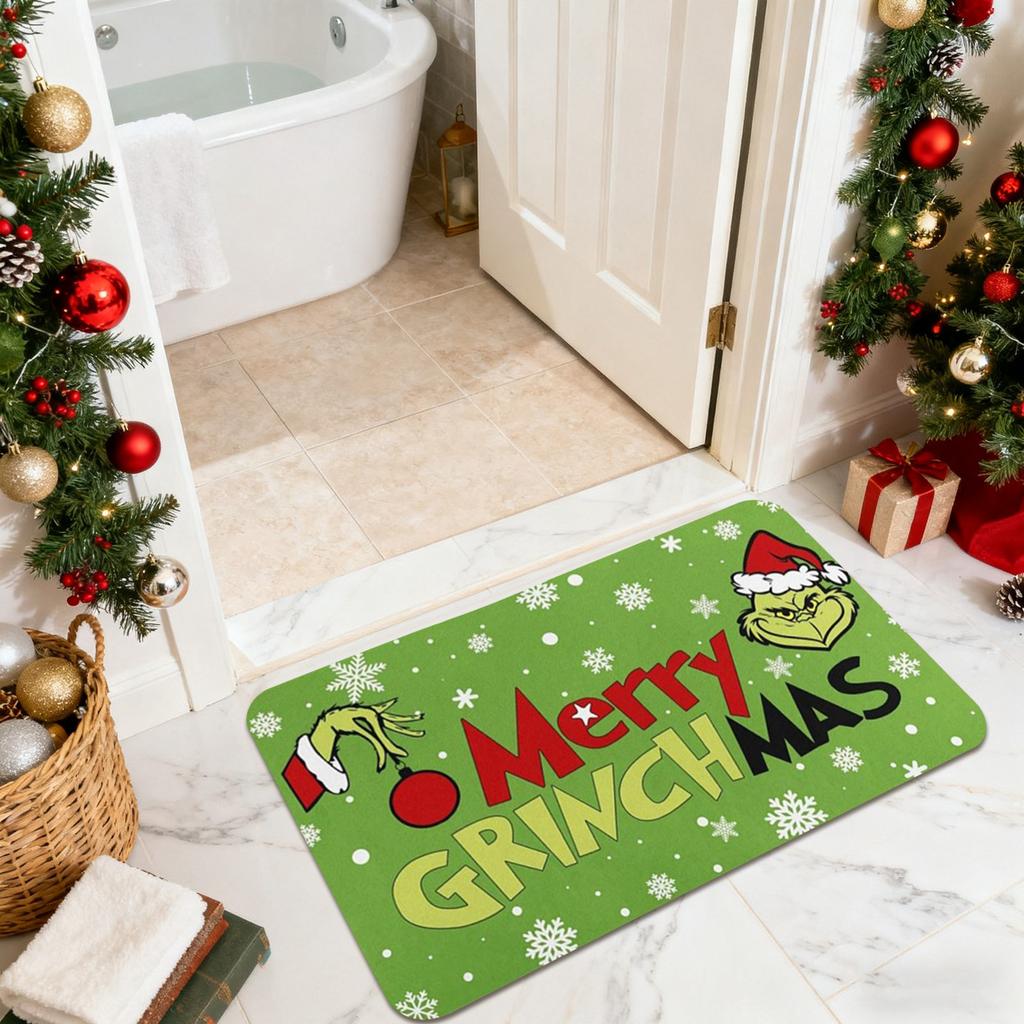 Merry Christmas Bath Mat Bathroom Rug For Kids Non- Absorbent Washable Bedside Rug Bedroom Decor Entrance Door Mat For Room