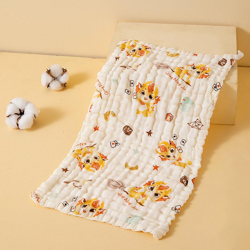 Cartoon Print Baby Bibs & Gauze Towels Set – Pure Cotton for Newborns