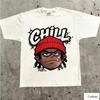 Streetwear Unisex Cotton TShirt Featuring Edgy Cartoon HipHop Design and CHILL Graffiti Text HipHop Style Top