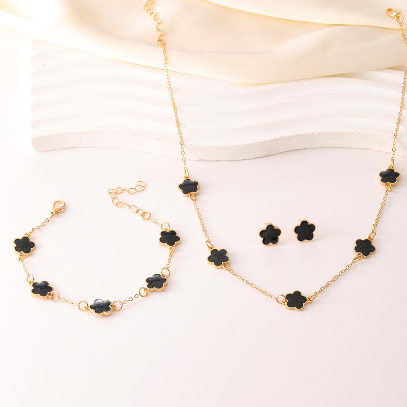 

Женский набор украшений Xiyin из 3 предметов «Счастливый цветок»: Ожерелье, браслет и серьги «Клевер с пятью лепестками»
