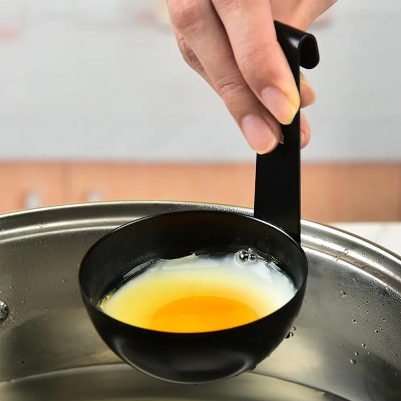 1/2PCS Stainless Steel Boiling Eggs Spoon with Hook Black Nonstick Egg Molds Egg Heating Chocolate Butter Kitchen Tool Supplies