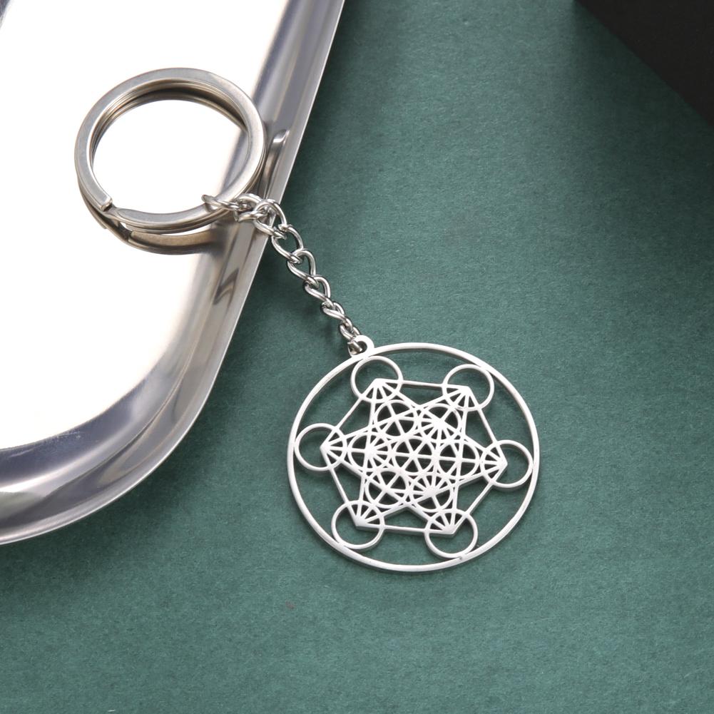 LIKGREAT Angel Seal Archangel Metatron Cube Pendant Necklace Stainless Steel Sacred Geometry Kabbalistic Solomon Judaism Jewelry