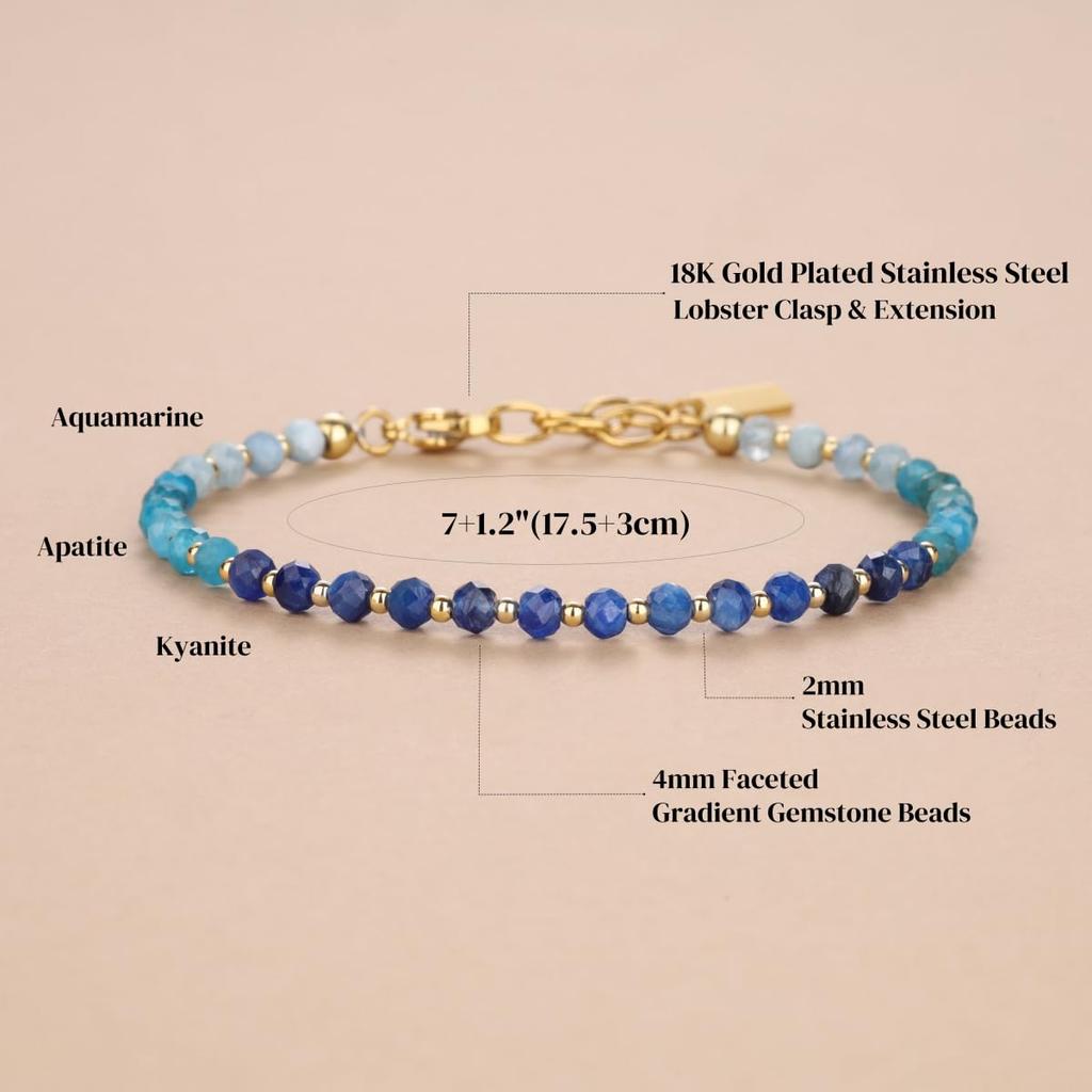 [KOAI] Cut Kyanite Apatite Aquamarine Bracelet for Women