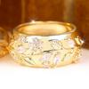 Vintage Gold Color Floral Leaf Ring for Women Zircon Wedding Banquet Fashion Jewelry Gift