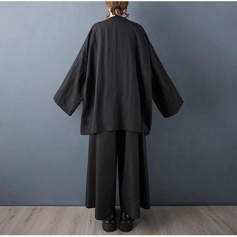 DIMANAF 2025 Plus Size Autumn Winter Women Plus Size Coat Long Sleeve Jackets Casual Loose Outerwear Black