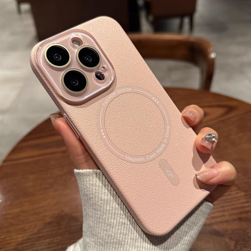 The New Lychee Peel Pattern Is Suitable for IPhone15 Phone Cases  IPhone 16promax Magnetic Suction and Full Coverage Protective Cases