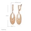 Fashion Glossy Oval Long Drop Earrings For Women  Rose Gold Unique Pattern Metal Bride Wedding Daily Party Jewelry
