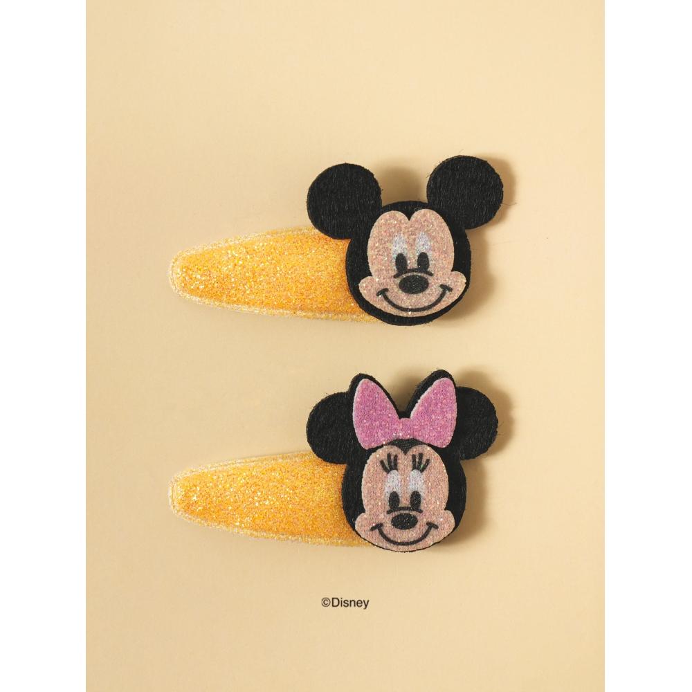 Daiso Disney Mickey Friends Glitter Snap Pins  Pack Of 2  Yellow