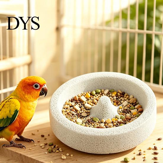 Spill Proof Parrot Dish Pumice Stone Bowl, Bird Water Durable Food Dish, Cage Feeder for Cockatoo Cockatiel Conure Parakeet Non Stick Waterer