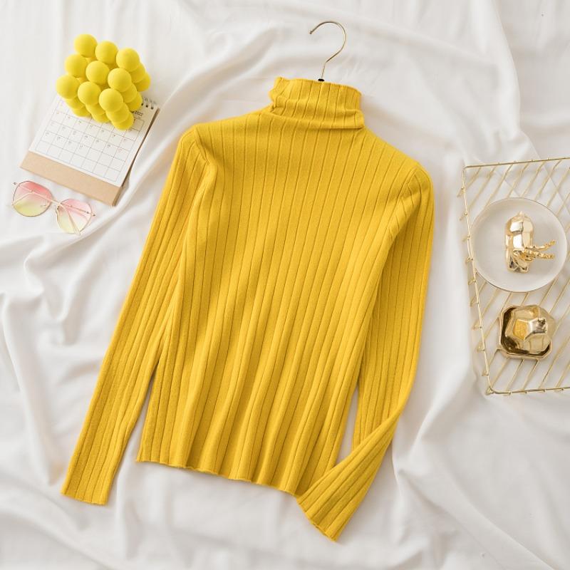 Autumn Women's Sweaters Solid Slim Fit Long Sleeve Casual Base Pullovers Sweater Women Elegant Half High Collar Casual Ladies Winter Jumpers 25485