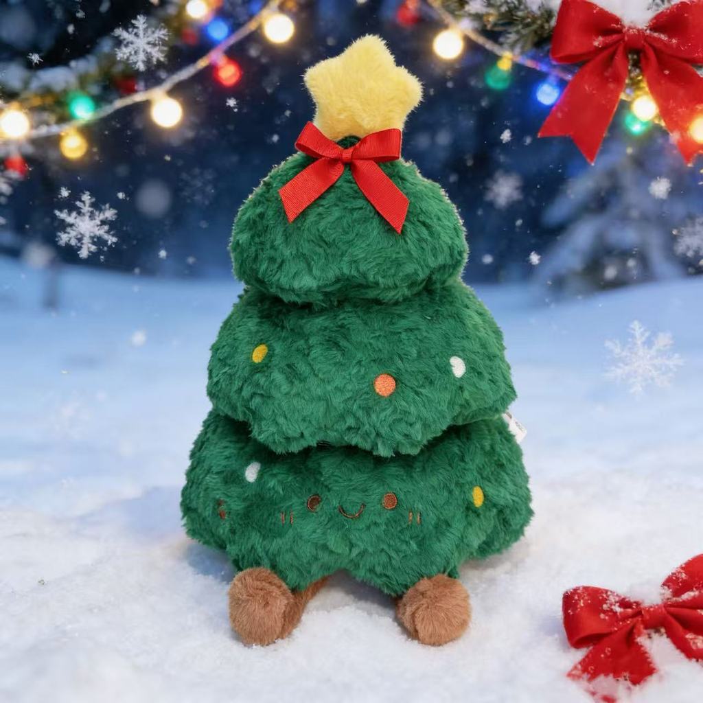 Söt Nalle och Julgran Gosedjursdocka Med PP-bomullsfyllning För Julklappsutdelning Och Barnrumsinredning