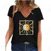Women's Summer New V-neck Geometric 3d Printed Large Short Sleeved T-shirt
