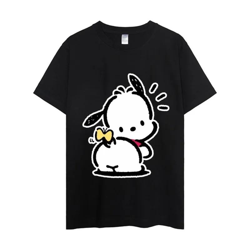 Carton Pochacco T Shirt Men Women Couple Combination Clothes Short Sleeve Streetwear Collar Fashion Man Cotton Unisex Tops