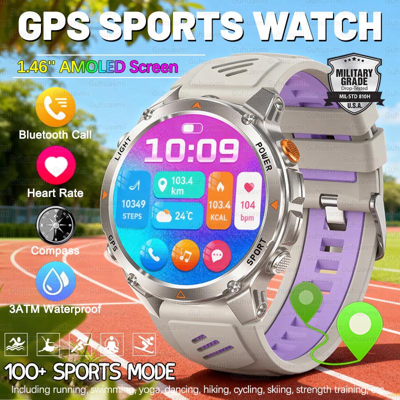 New Women GPS Smart Watch 1.46'' AMOLED Screen Women's Health 3ATM Waterproof Sports Watches Man  Bluetooth Call smartwatch