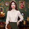 New Chinese Style Jacquard Shirt Women's Top Spring and Autumn New Middle-length Long-sleeved Chinese Style Chiffon Western