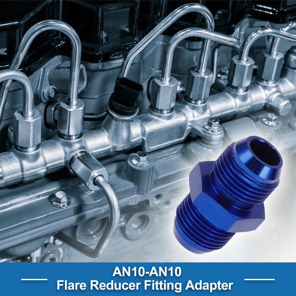 A ABSOPRO Female Flare Reducer Hose Fitting Adapter AN10 AN10 Fuel Line Connector Aluminum Blue