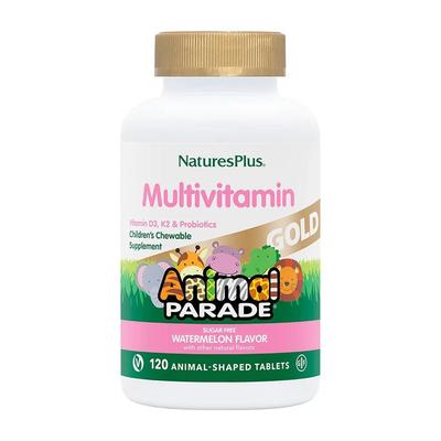 Animal Parade Gold Multivitamines pour Enfants à Croquer Saveur Pastèque, 120 Comprimés en Forme d'Animaux