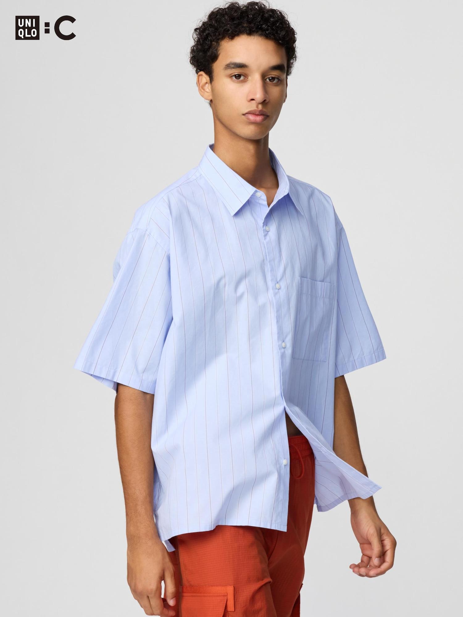 

Uniqlo Broadcloth Oversized Shirt Short Sleeve Stripe B